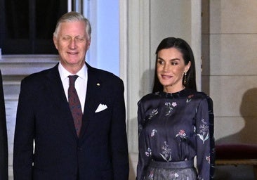 „Queen Letizia“ pakartoja gražią „Armani“ suknelę Belgijoje: plisuotas sijonas ir raudoni aksesuarai