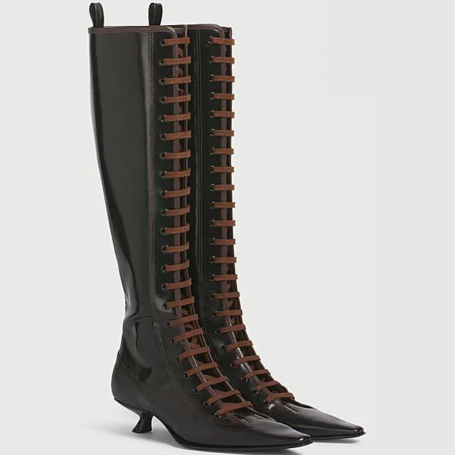 Marni juodi odiniai batai su raišteliais, 1650 eur.