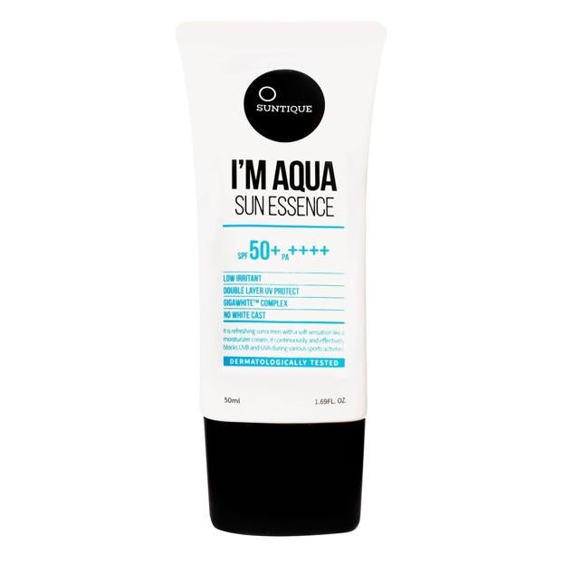 „Suntique Im aqua Sun Essence SPF50+“.