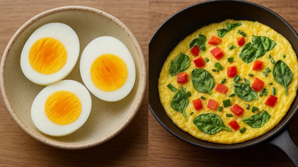 Virtas kiaušinis vs omletas: kuriame yra daugiau baltymų ir kuris padeda geriau numesti svorį